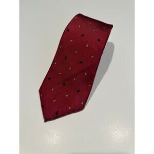 Henry Grethel Men's Silk Tie Red with Navy and Gold Tiny Paisley JL